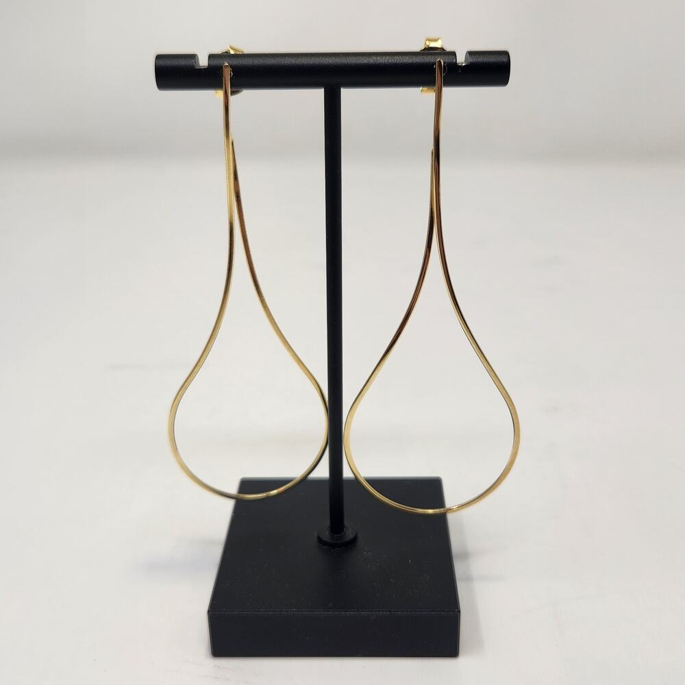 Rivka Friedman RF Gold Tone Modernist Hoop Earrings Post Oversized Statement